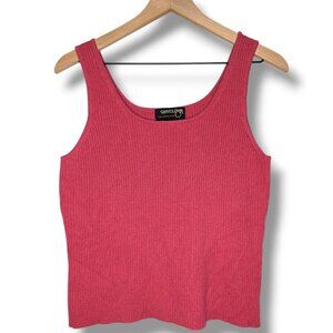 Country Shop 100% Cashmere Sweater Tank Top Ribbed Womens Large Pink